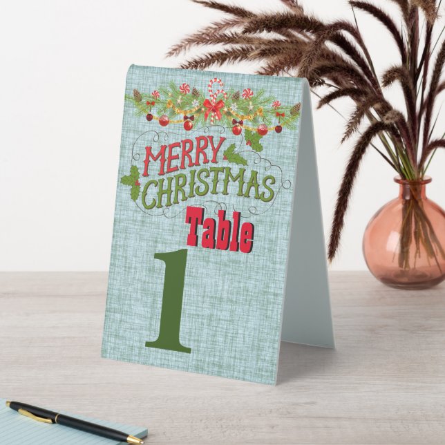 Plaque De Table Numéro personnalisé de Noël vintage (En SItu (Tableau))