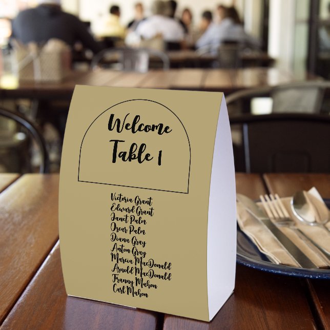 Plaque De Table Numéros de table de mariage avec noms d'invités Or (Insitu (restaurant))