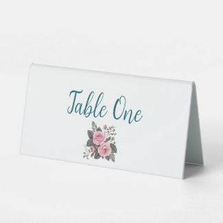 Plaque De Table Numéros de table de mariage floraux rose