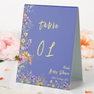 Plaque De Table Numéros de table pour Baby Shower Fleurs sauvages