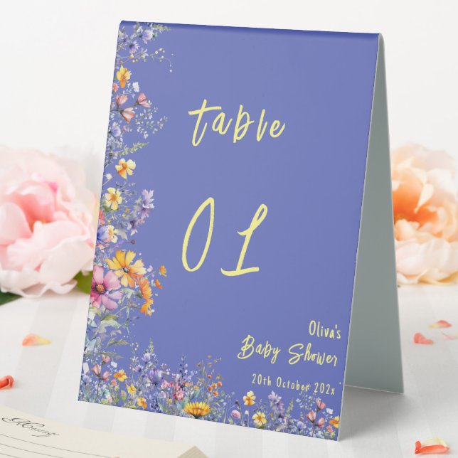 Plaque De Table Numéros de table pour Baby Shower Fleurs sauvages (In SItu (Mariage))