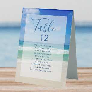 Plaque De Table Ocean Photo Beach Wedding Numéro de table w Noms