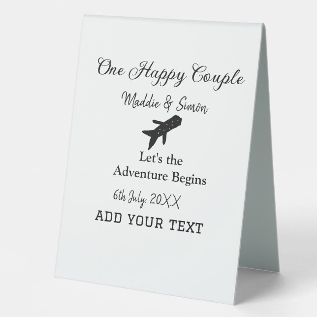 Plaque De Table One happy Couple, l'aventure commence co mariage (Recto)