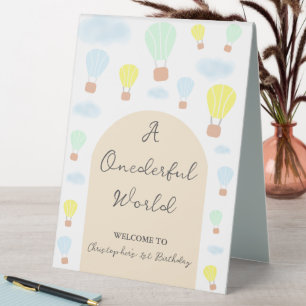 Plaque De Table Onederder World Hot Air Balloon 1er anniversaire
