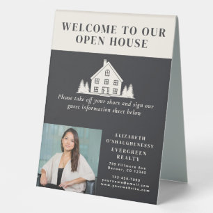 Plaque De Table Open House Grey Russe Immobilier Agent Photo