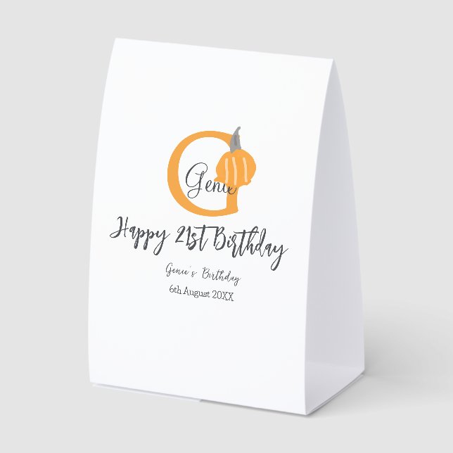 Plaque De Table Orange citrouille automne anniversaire 21e chute d (Recto)