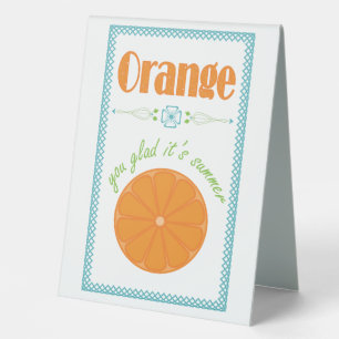 Plaque De Table Orange You Glad C'est l'été avec la frontière bleu