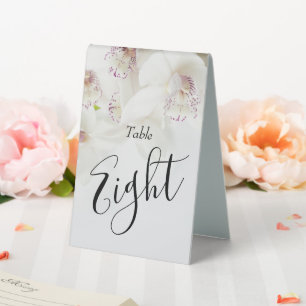 Plaque De Table Orchidées blanches et violettes élégantes   MARIAG