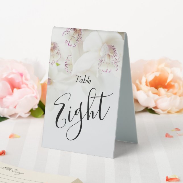 Plaque De Table Orchidées blanches et violettes élégantes | MARIAG (In SItu (Mariage))