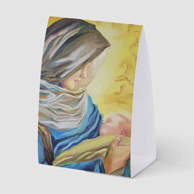 Plaque De Table Our Lady of Silence holding baby Jesus (Recto)