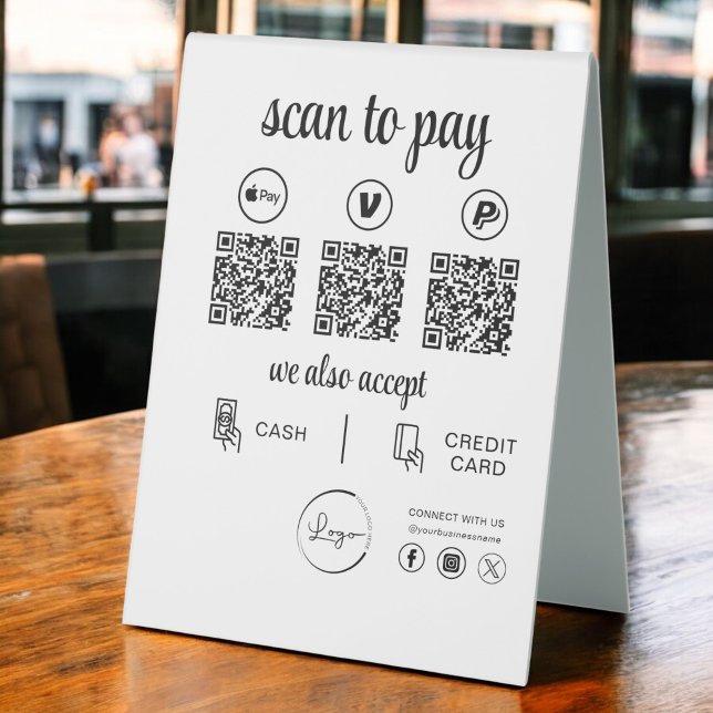 Plaque De Table Paiement de code QR - Logo d'entreprise de numéris (Créateur téléchargé)