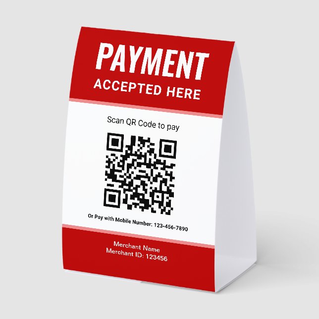 Plaque De Table Paiement par code QR Red e-Wallet Scan to Pay (Recto)