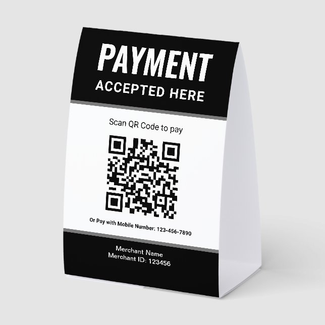 Plaque De Table Paiement par code QR Scan to Pay Portefeuille élec (Recto)