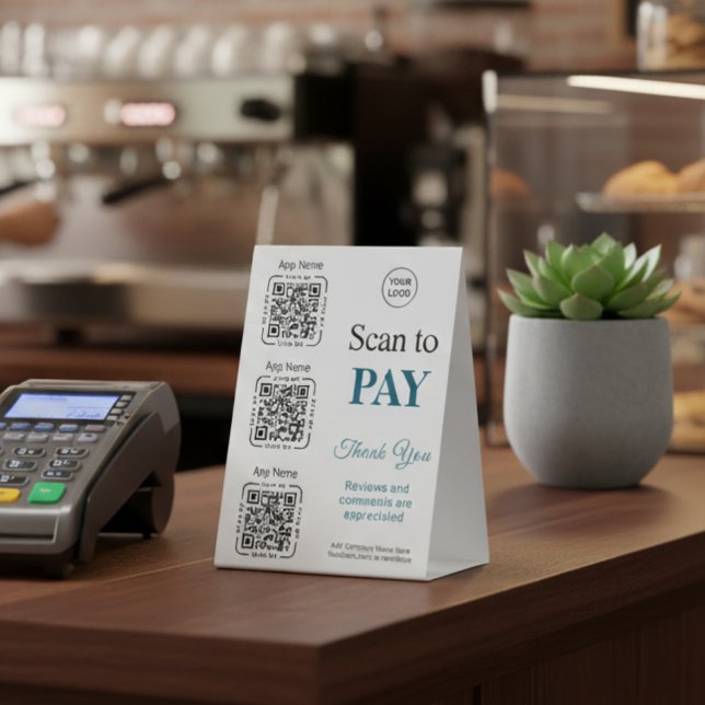 Plaque De Table Paiement par Code QR - Scannez pour Payer Logo Ent (Créateur téléchargé)