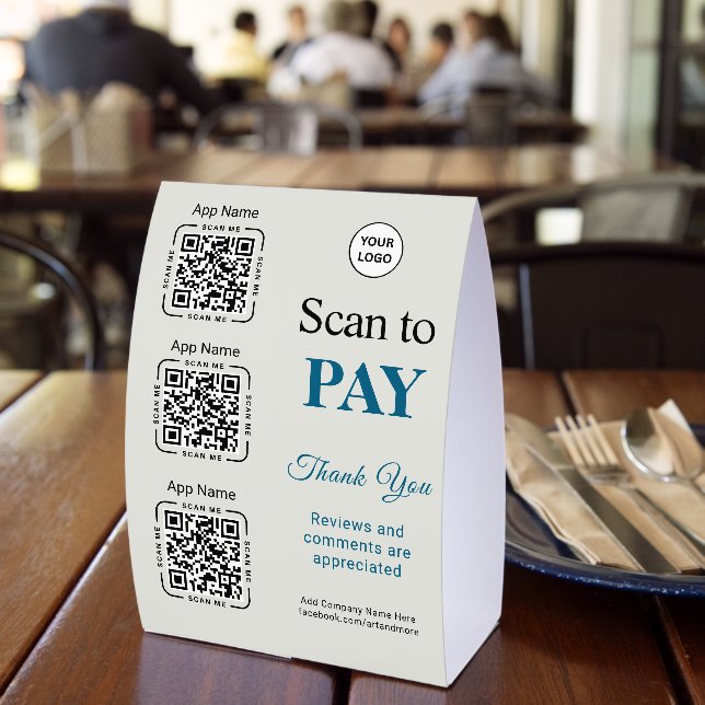 Plaque De Table Paiement par code QR - Tableau de logo d'entrepris (Insitu (restaurant))