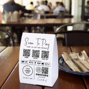 Plaque De Table Paiement par QR Code Entreprise Scan To Pay Modern