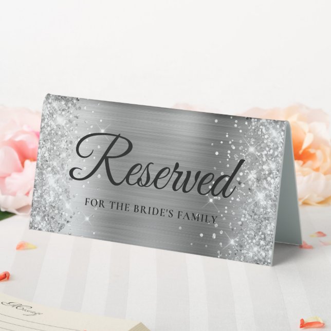 Plaque De Table Pailleté Argent Réservé (In SItu (Mariage))