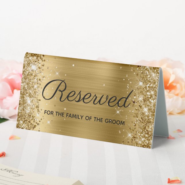 Plaque De Table Paillettes dorées fausses et feuille réservées (In SItu (Mariage))