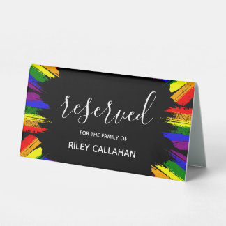 Plaque De Table Paint Strokes Pride Drapeau LGBT Réservé Mariage