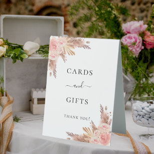 Plaque De Table Pampas herbe blush rose cartes florales cadeaux