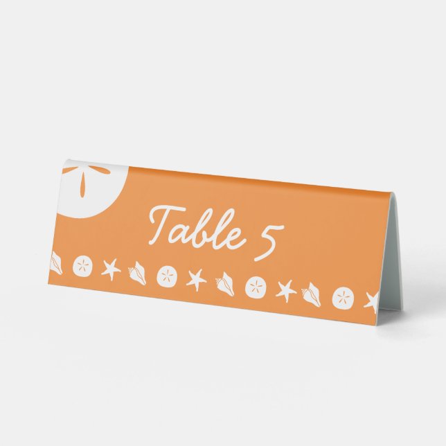 Plaque De Table Pancarte de table estivale coquillages orange (Recto)