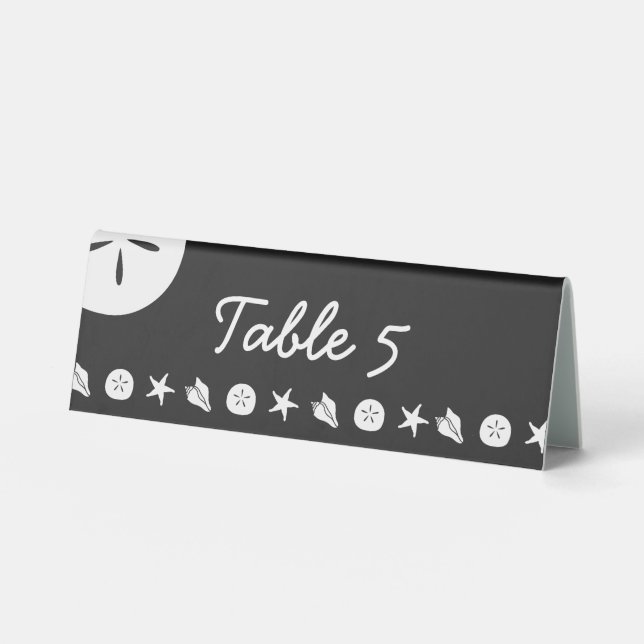 Plaque De Table Pancarte de table noire pour coquillages d'été (Recto)