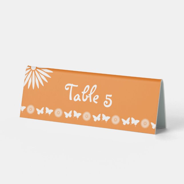 Plaque De Table Pancarte de tente de table en orange avec des marg (Recto)