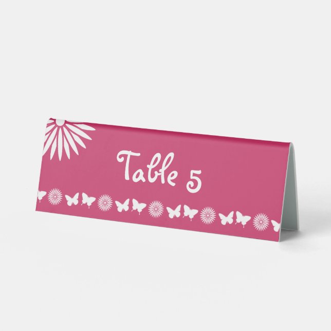 Plaque De Table Pancartes de table avec des marguerites et des pap (Recto)