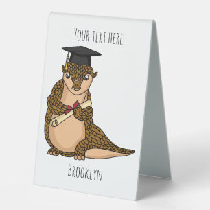 Plaque De Table Pangolin mignon diplômé dessin animé