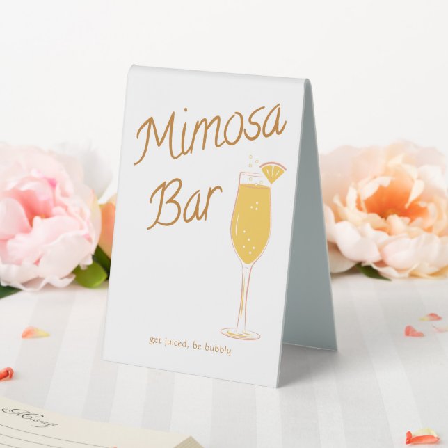 Plaque De Table Panneau de bar Mimosa minimal avec présentoir de t (In SItu (Mariage))