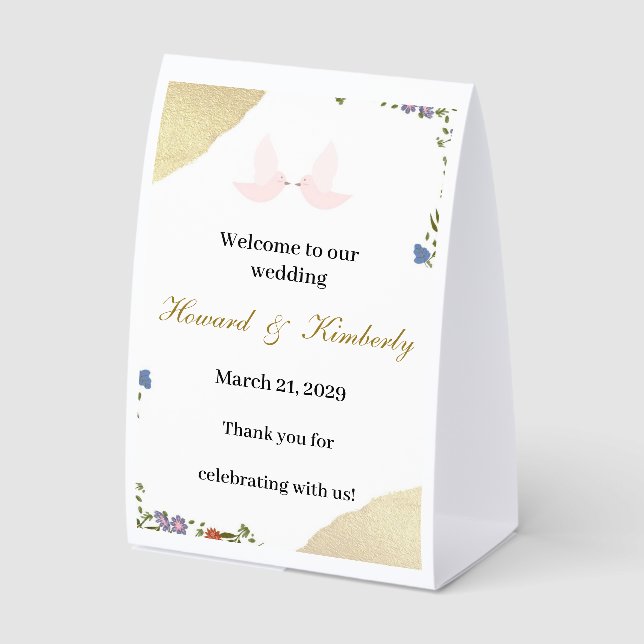 Plaque De Table Panneau de bienvenue de mariage floral élégant (Recto)