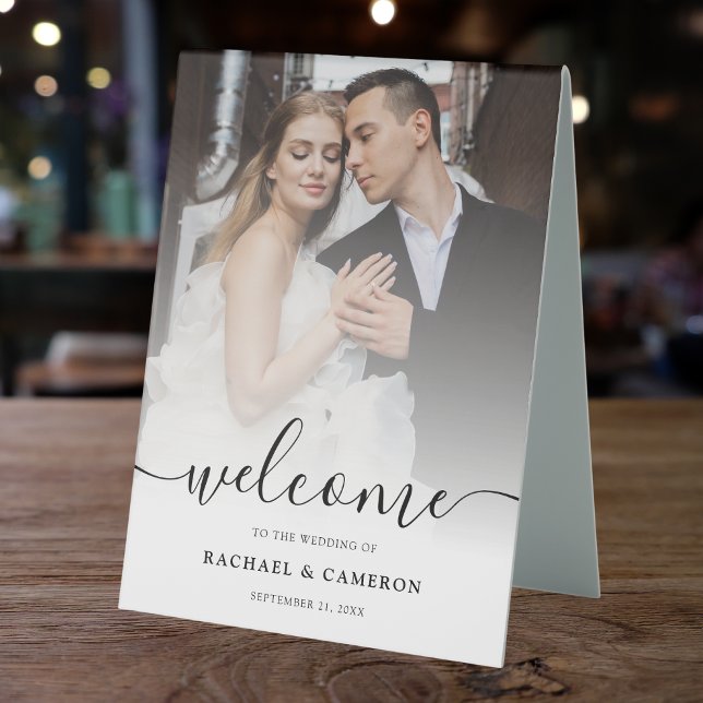 Plaque De Table Panneau de bienvenue pour photo de mariage (Wedding Photo Table Tent)