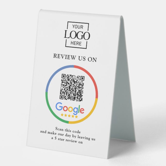 Plaque De Table Panneau de code QR de critiques Google pour logo d (Recto)