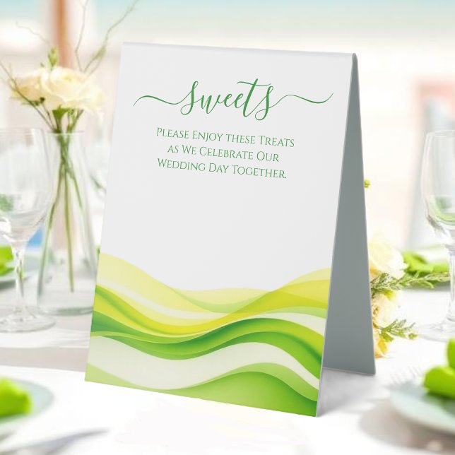 Plaque De Table Panneau de douceurs de mariage - Citron vert jaune (Wedding Sweet Treats Sign-Citrus Green Yellow Table Tent )