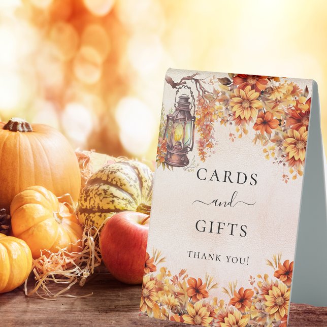 Plaque De Table Panneau de fleurs de cadeaux d'automne Orange (Créateur téléchargé)