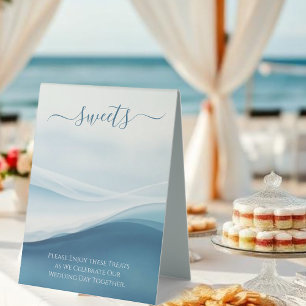 Plaque De Table Panneau de friandises de mariage - Abstrait bleu s
