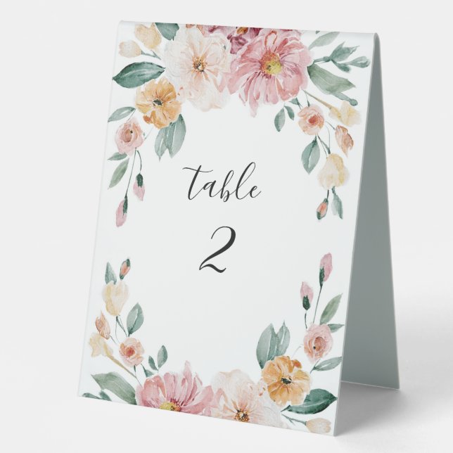 Plaque De Table Panneau de la tente acrylique du Mariage de fleurs (Recto)