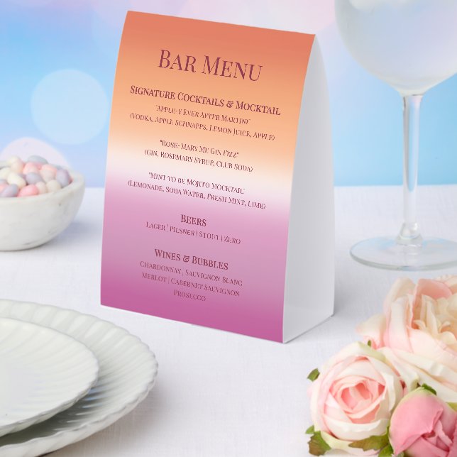Plaque De Table Panneau de menu de bar avec dégradé de drapeau de  (Insitu (mariage))