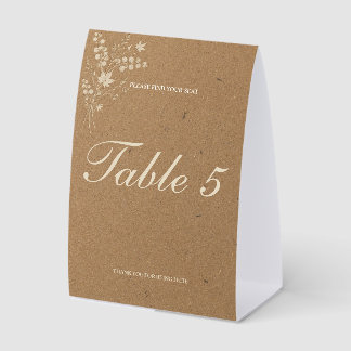 Plaque De Table Panneau de numéro de table vertical Lunaria Kraft
