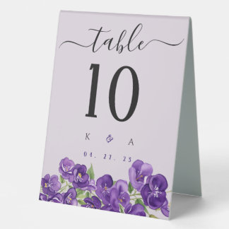 Plaque De Table Panneau de numéro de table violettes profondes pou