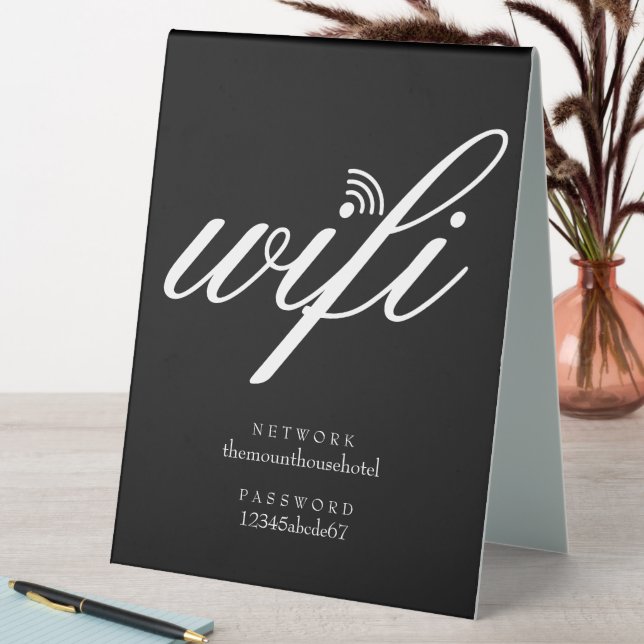 Plaque De Table Panneau de réseau Wifi et mot de passe (En SItu (Tableau))