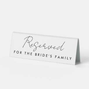 Plaque De Table Panneau de réservation de mariage à script minimal