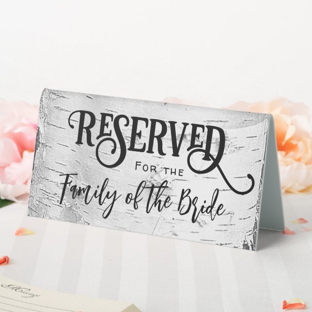 Plaque De Table Panneau de réservation d'écorce de bouleau debout (In SItu (Mariage))