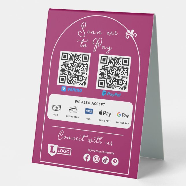 Plaque De Table Panneau de signalisation pour entreprise de paieme (Recto)