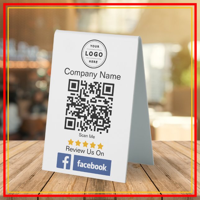 Plaque De Table Panneau de socle de code QR de demande d'avis sur  (Facebook review request)