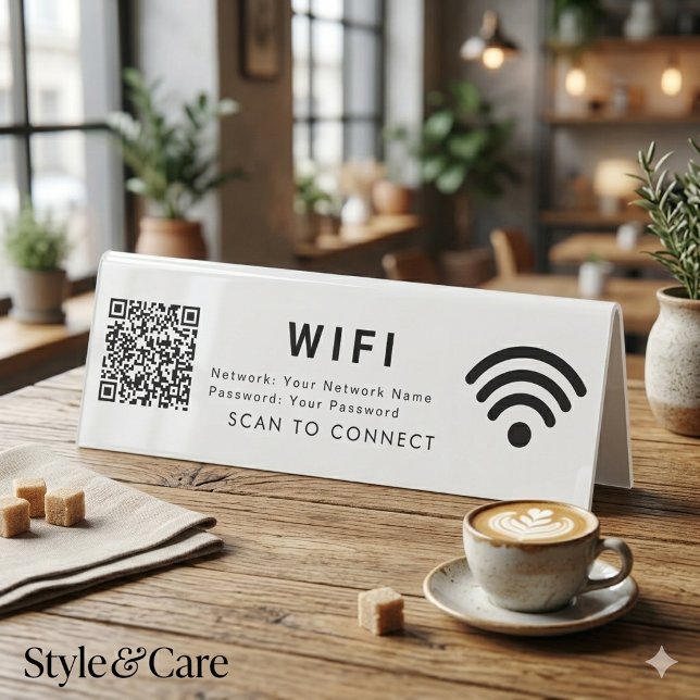 Plaque De Table Panneau de table 6x2 pour connexion WiFi 6x2 avec  (Scan to Connect WiFi 6x2 Table Sign with QR Code)
