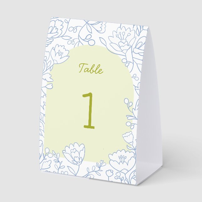 Plaque De Table Panneau de table de mariage floral bleu (Recto)