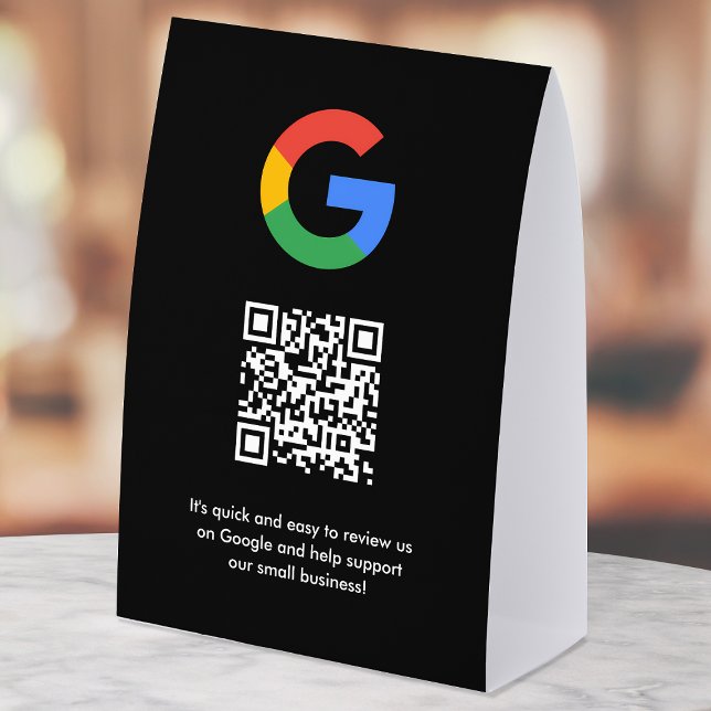 Plaque De Table Panneau de table Google Reviews | Présentoir de co (Google Review interactive QR code paper table tent signs branded with your company logo.)