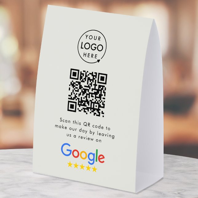 Plaque De Table Panneau de table Google Reviews | Présentoir de co (Google Review interactive QR code paper table tent signs branded with your company logo.)