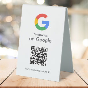 Plaque De Table Panneau de table Google Reviews   Socle de code QR